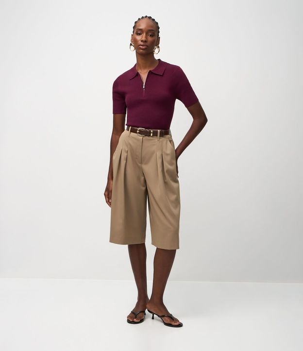 Blusa Polo en Punto con Manga Corta y Cremallera Delantera 2
