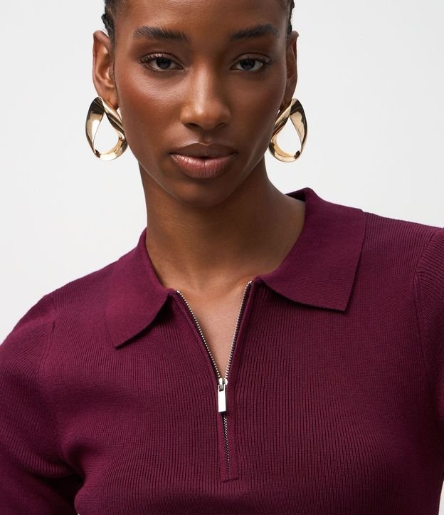 Blusa Polo en Punto con Manga Corta y Cremallera Delantera 4