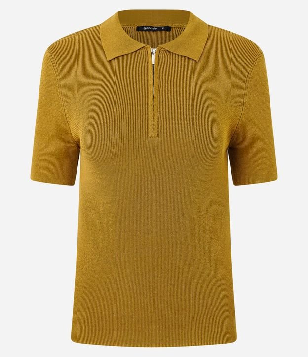 Blusa Polo en Punto con Manga Corta y Cremallera Delantera 5