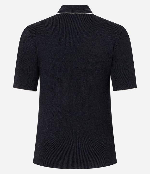 Blusa Polo en Punto Retilínea con Cremallera Delantero en el Escote 7