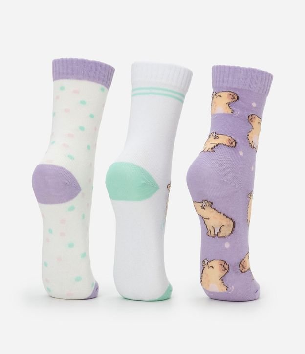 Kit 03 Medias Infantiles Cano Mediano Estampa Carpincho - Talle 23 al 34 3