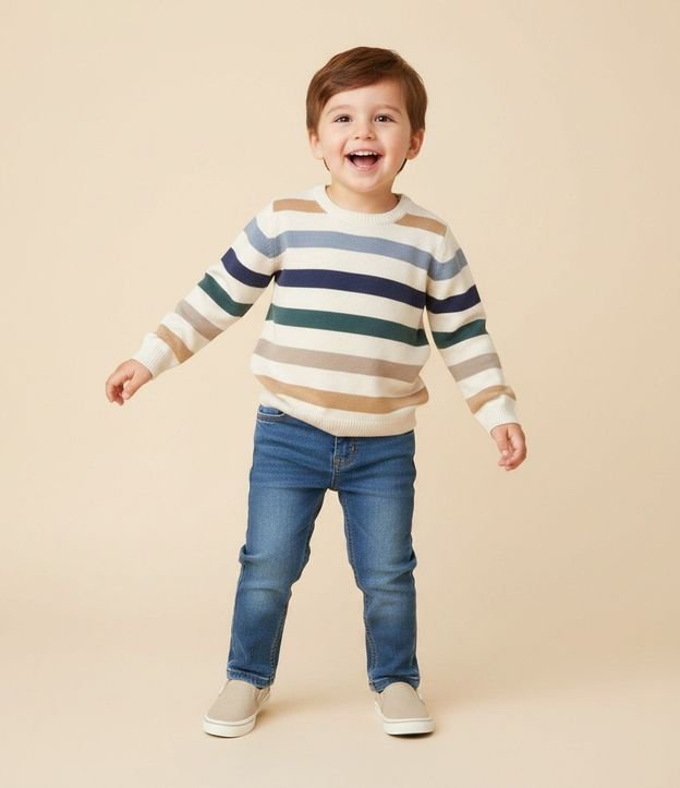 Saco Infantil en Punto con Rayas Largas Coloridas – Talle 1 a 5/6 años
