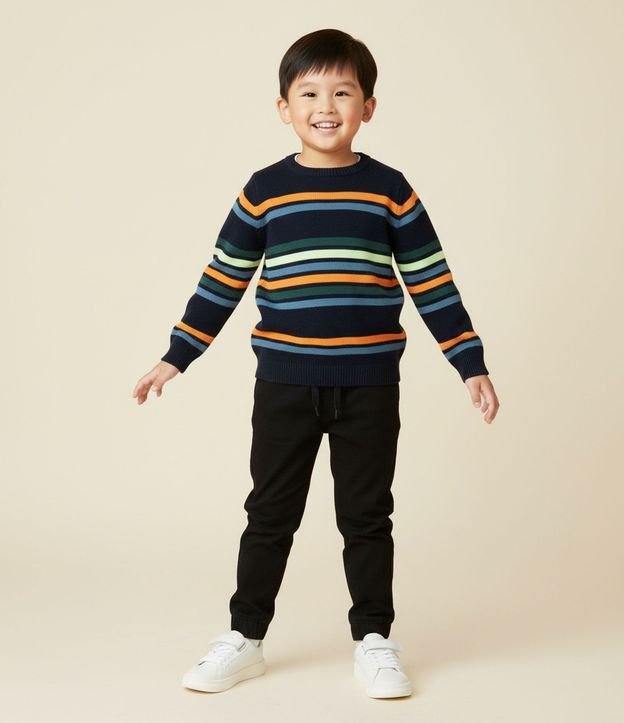 Saco Infantil en Punto con Rayas en Relieve – Talle 1 a 6 Años