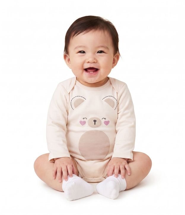Body Infantil con Estampado de Oso - Talle 0 a 18 Meses