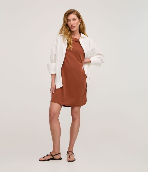 Vestido T-Shirt en Media Malla con Bolsillos
