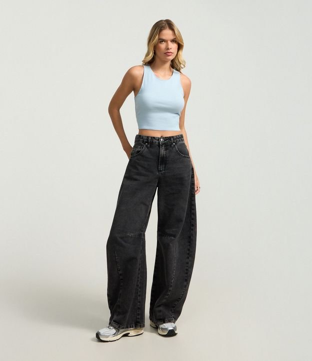 Blusa Cropped sin Mangas en Algodón Acanalado 3