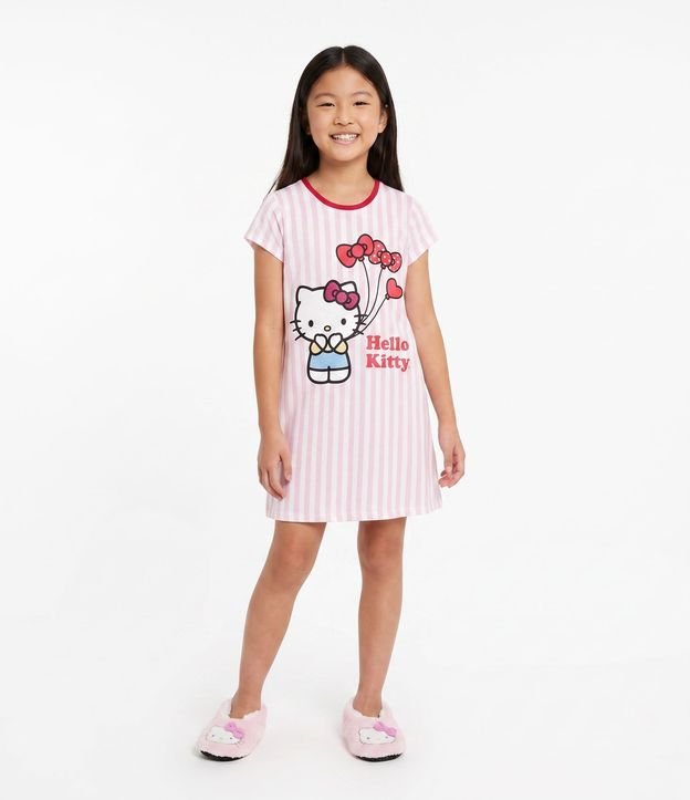 Camisón Infantil con Estampa y Lettering Hello Kitty - Talle 5 a 14 años