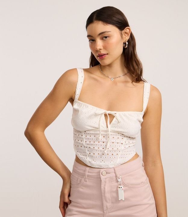 Blusa Top con Detalle de Lazo Cutout y Texturizada