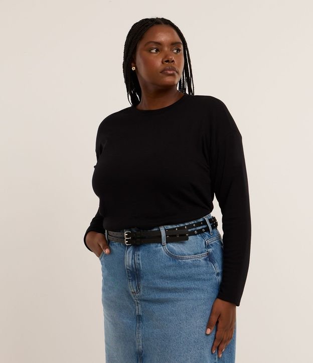 Blusa en Rib Sin Sisa con Cuello Redondo Curve & Plus Size