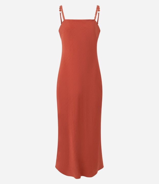 Vestido Recto Midi en Viscosa con Adornos en el Bretel 8
