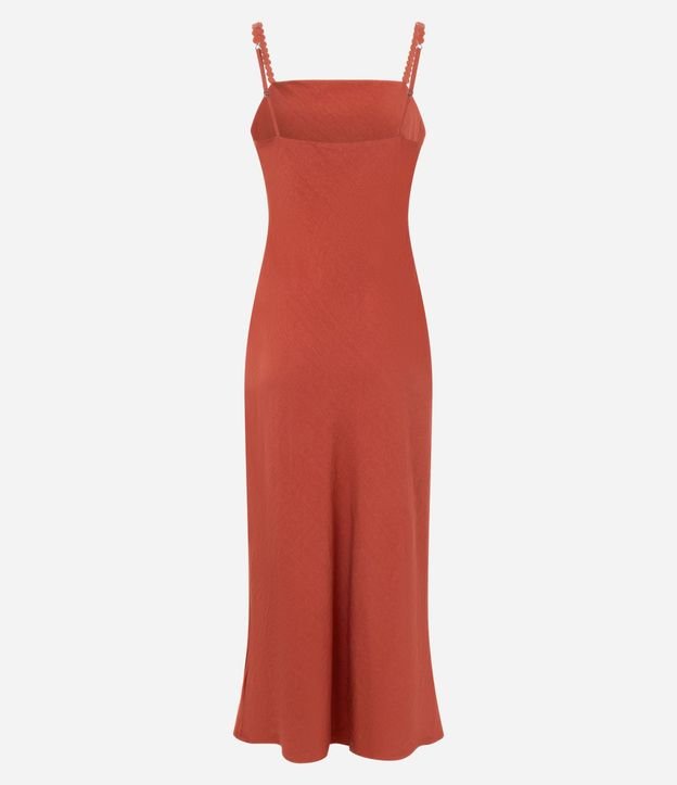 Vestido Recto Midi en Viscosa con Adornos en el Bretel 10