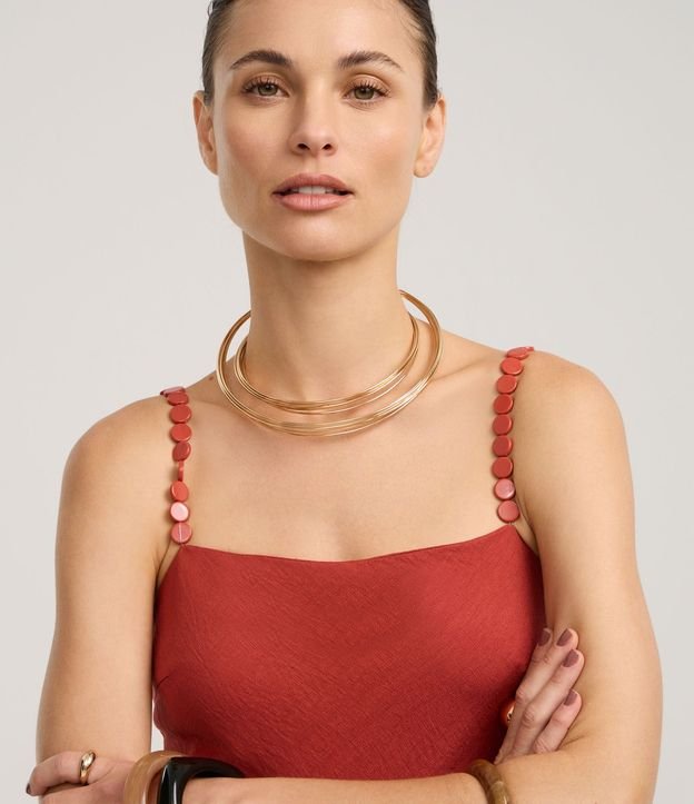 Vestido Recto Midi en Viscosa con Adornos en el Bretel 3