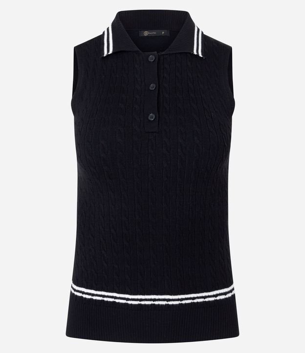 Blusa Manga Corta con Cuello Polo en Punto 6