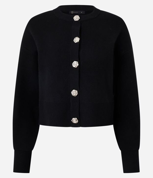 Cardigan en Efecto Punto con Botones Florales 4