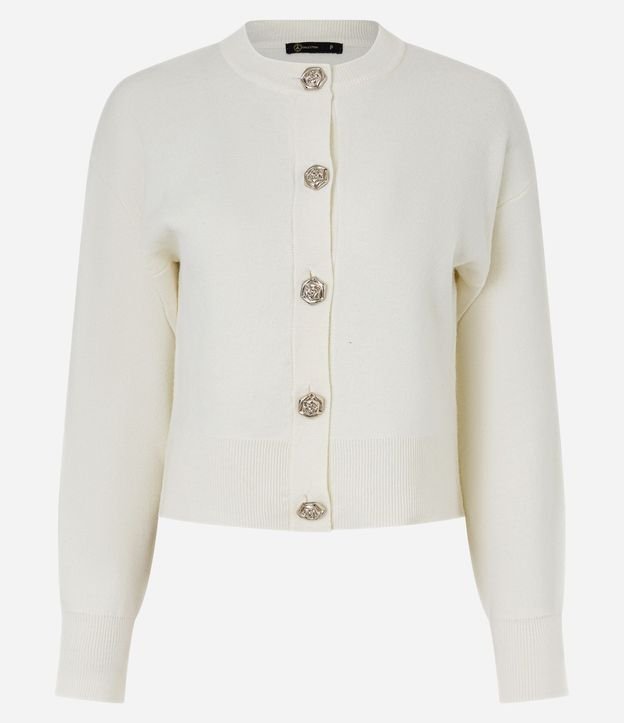 Cardigan en Efecto Punto con Botones Florales 5