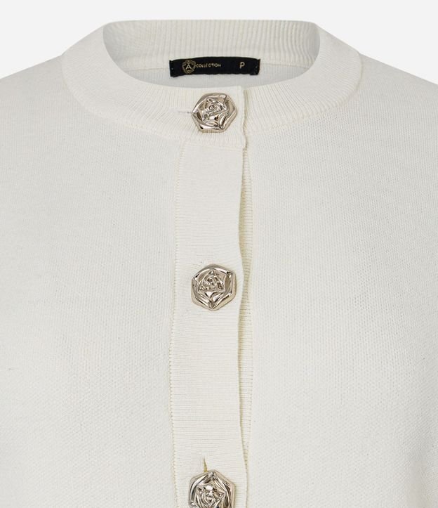 Cardigan en Efecto Punto con Botones Florales 6