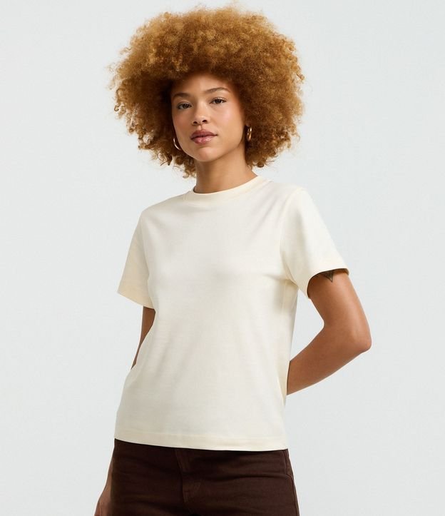 Blusa Básica en Algodón Interlock con Cuello Redondo