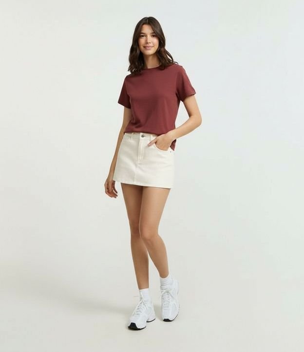 Blusa Básica en Algodón Interlock con Cuello Redondo