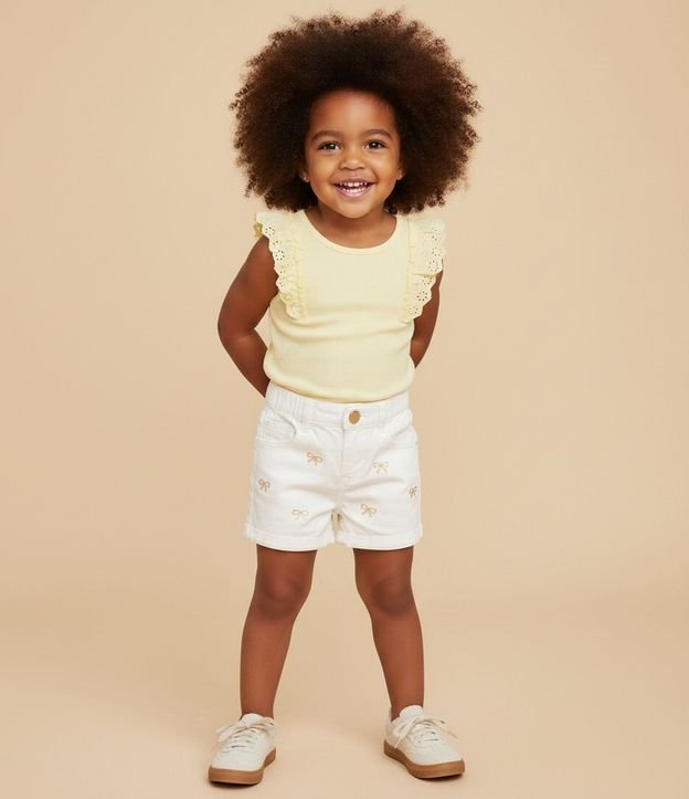 Short Infantil Clochard en Sarga con Estampa de Lazos - Talle 1 a 6 años