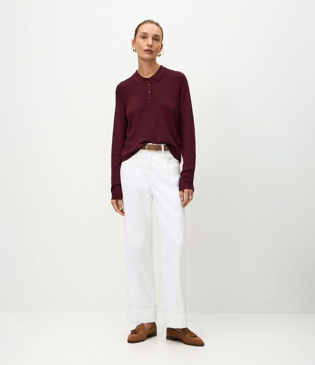 Blusa Manga Larga en Punto con Cuello Polo 2