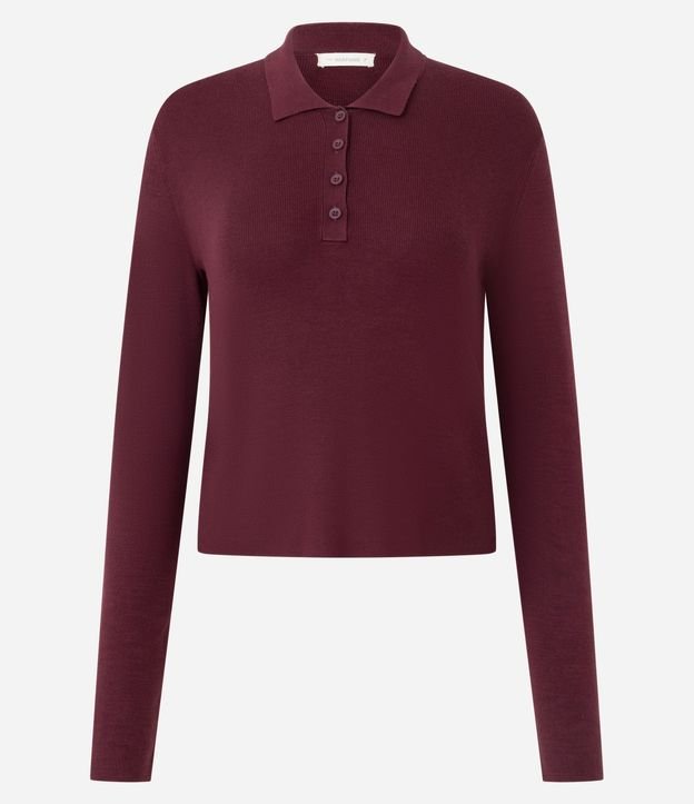 Blusa Manga Larga en Punto con Cuello Polo 5