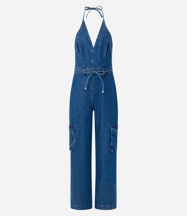 Mono en Jeans con Cinturón Lazo y Bolsillos Cargo 5