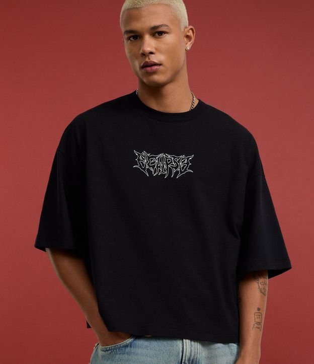 Remera Oversized en Algodón con Estampa Tribal