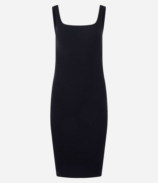 Vestido Midi en Rib con Escote Cuadrado 6
