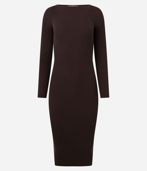 Vestido Midi de Punto Ajustado y con Cuello Barco 5