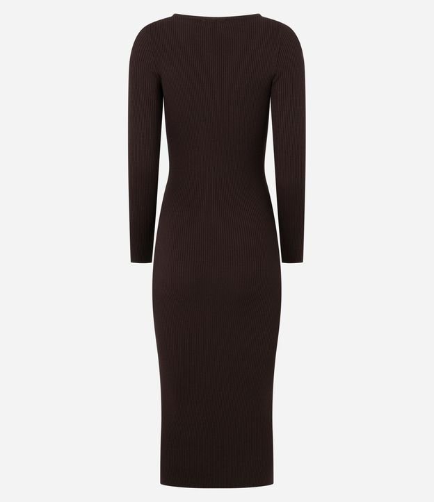 Vestido Midi de Punto Ajustado y con Cuello Barco 7