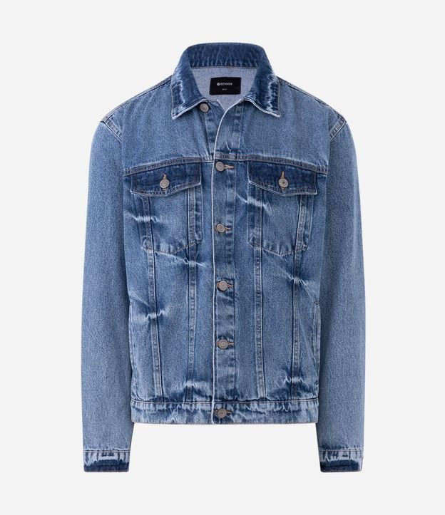 Campera Regular en Jeans Desteñido con Botones y Bolsillos en el Pecho 6