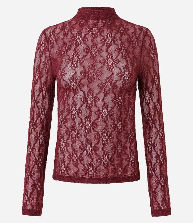 Blusa Manga Larga en Encaje con Cuello Alto 4