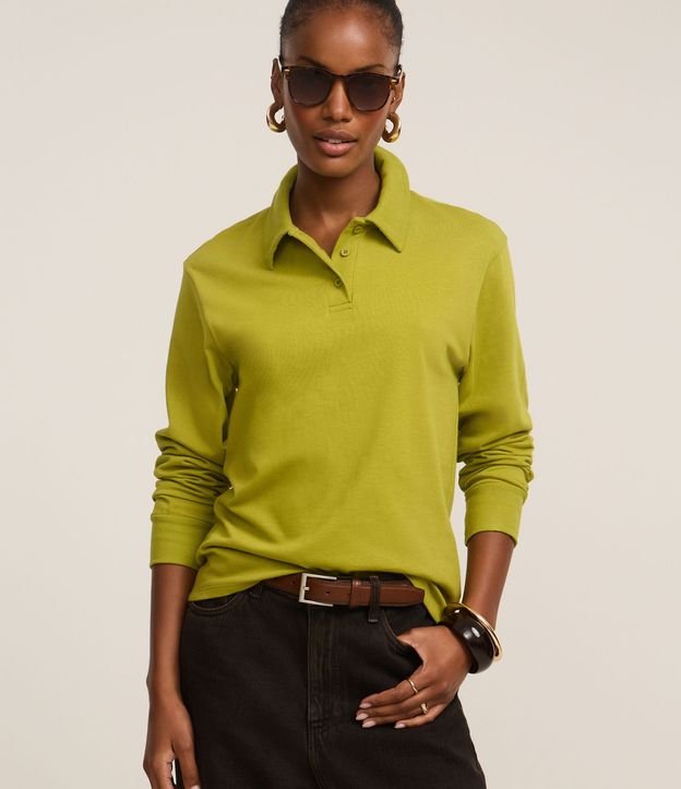 Blusa Texturizada en Algodón con Cuello Polo 1