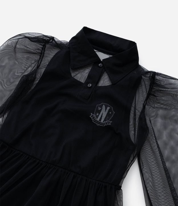 Vestido Infantil Cuello Polo con Tule Wednesday - Talle 5 a 14 años 10