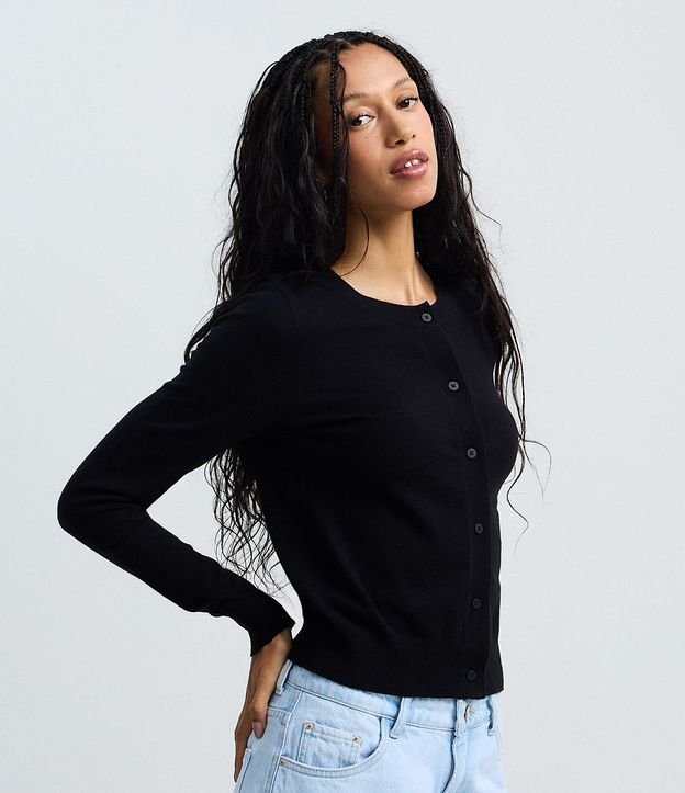Cardigan en Viscosa en Efecto Punto con Botones