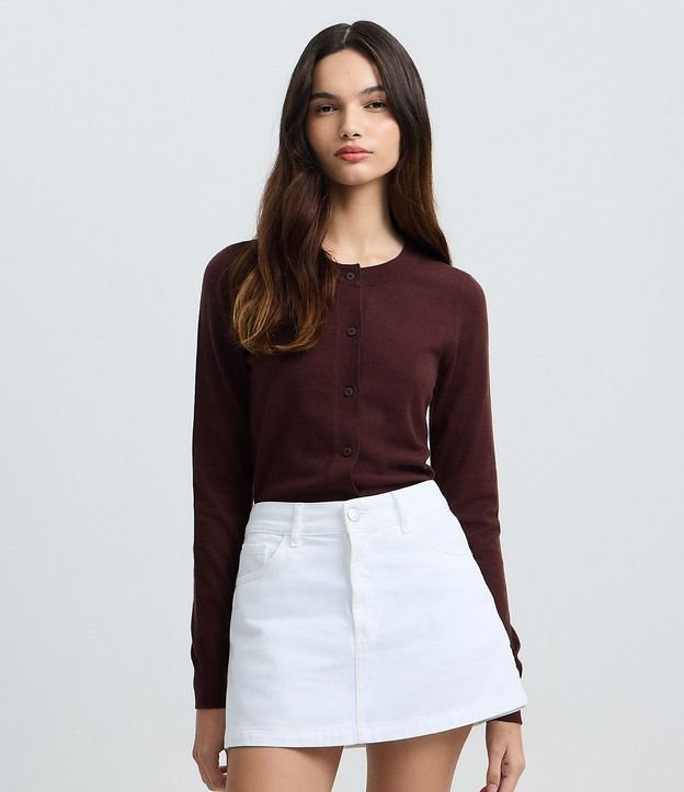 Cardigan en Viscosa en Efecto Punto con Botones