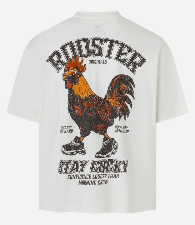 Remera Boxy en Algodón con Gallo de Championes Estampado y Lettering Stay Cocky 6
