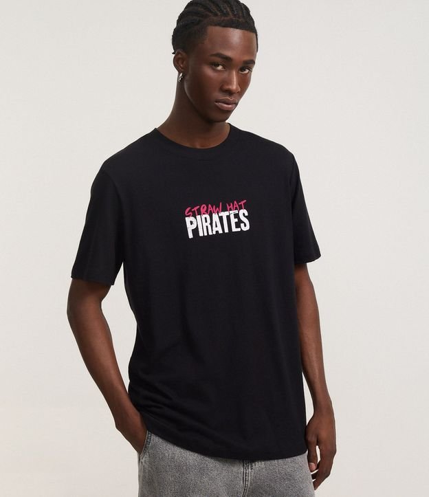 Remera Regular en Algodón con Estampa Lettering Straw Hat Pirates One Piece 2