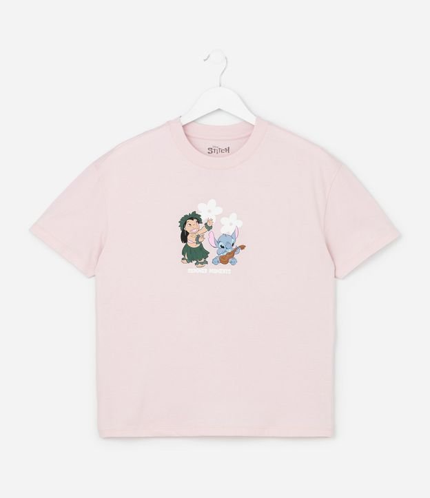 Remera Infantil Oversized con Estampa Havaiana Lilo y Stitch - Talle 5 a 14 años