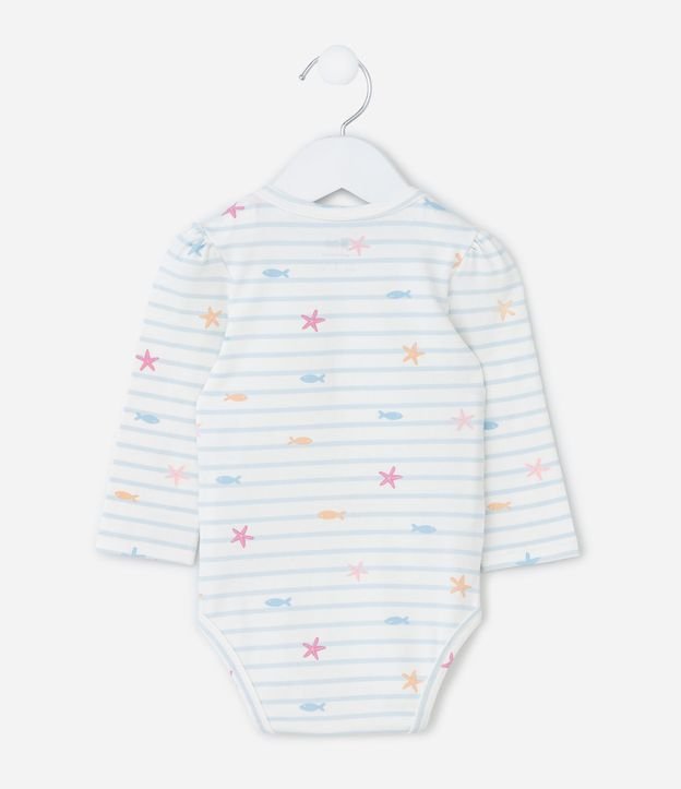 Body Infantil con Estampa fondo do Mar Listrado - Talle 0 a 18 Meses 3