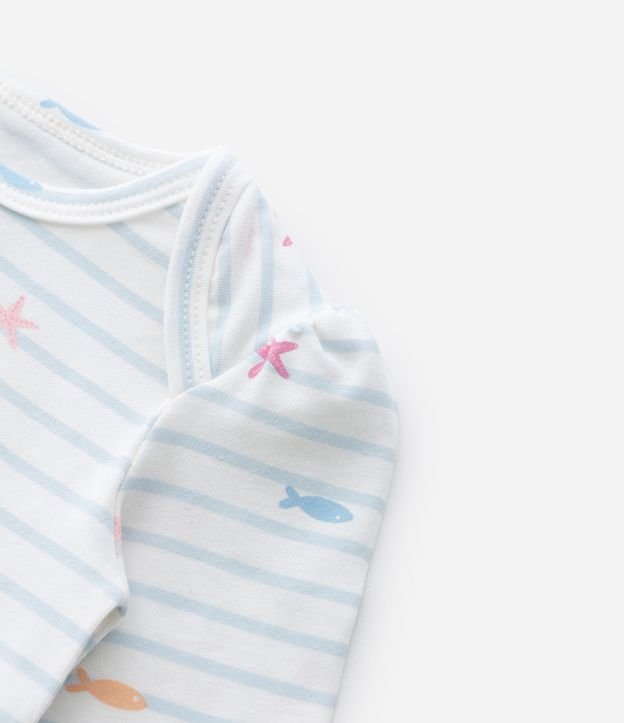Body Infantil con Estampa fondo do Mar Listrado - Talle 0 a 18 Meses 4