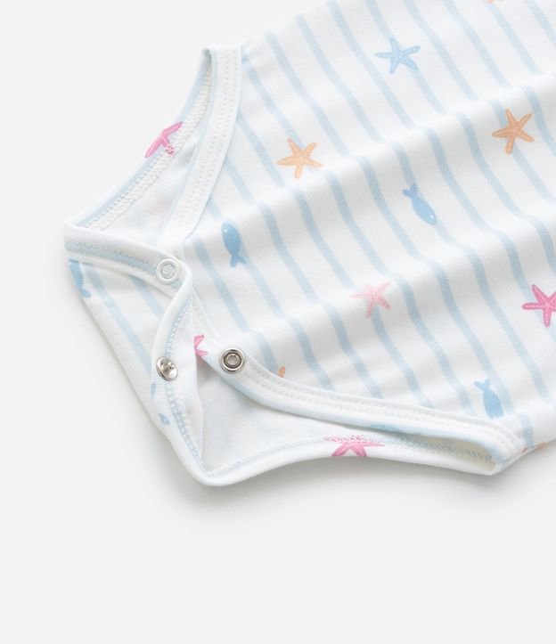 Body Infantil con Estampa fondo do Mar Listrado - Talle 0 a 18 Meses 6