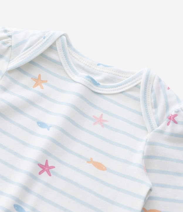 Body Infantil con Estampa fondo do Mar Listrado - Talle 0 a 18 Meses 7