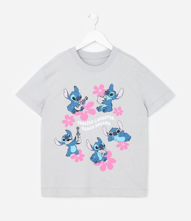 Remera Infantil con Estampa Stitch con Flores Hawaianas - Talle 5 a 14 años 2
