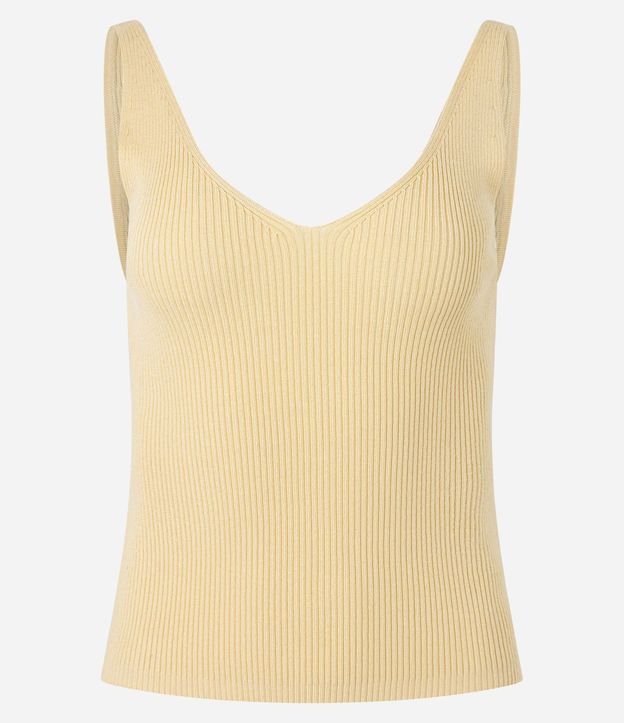 Blusa Acanalada en Punto con Escote v y Espalda Descotada 8