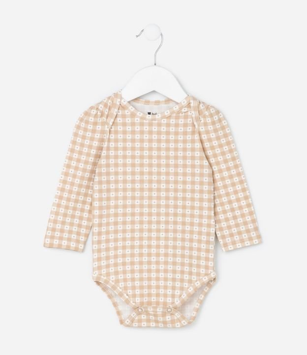 Body Infantil con Estampa Vichy y Corazones - Talle 0 a 18 Meses 2