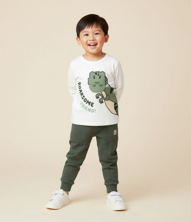 Remera Infantil con Estampado Interactiva de Dinosaurio – Talle 1 a 6 años