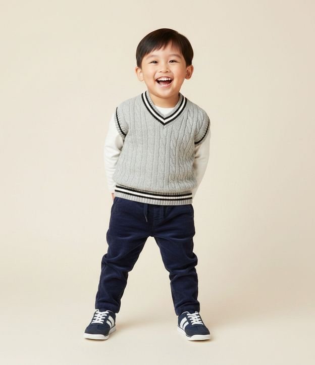 Chaleco Infantil en Efecto Punto con Trama Trenzada – Talle 1 a 5/6 años