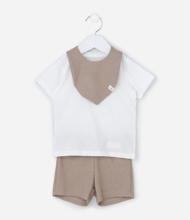 Conjunto Remera Bermuda y Babador en Algodón  - Talle 0 a 18 Meses 9
