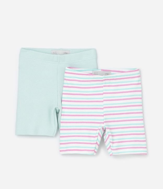 Kit 02 Bermudas Ciclista Lisa y Rayada - Talle 1 a 6 años
